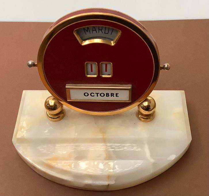 Calendrier de bureau vintage - base en marbre - Années 1950, Divers, Accessoires de bureau, Comme neuf, Enlèvement