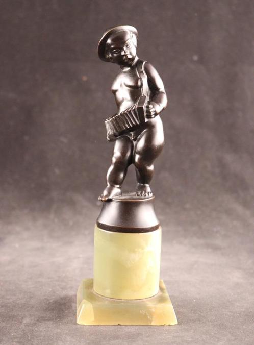 Antiek sculptuur putto met harmonica, Antiek en Kunst, Kunst | Beelden en Houtsnijwerken, Ophalen of Verzenden