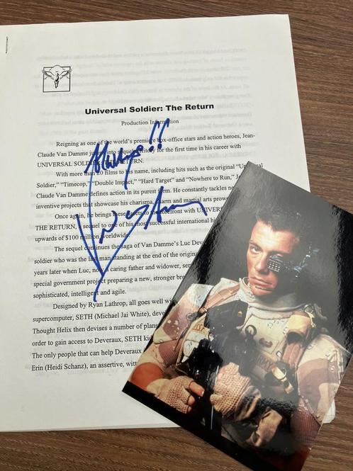 Autographe Jean-Claude Van Damme, Collections, Cinéma & Télévision, Film, Enlèvement ou Envoi