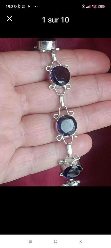 Bracelet en argent avec améthystes, Neuf, Enlèvement ou Envoi, Avec pierre précieuse, Violet
