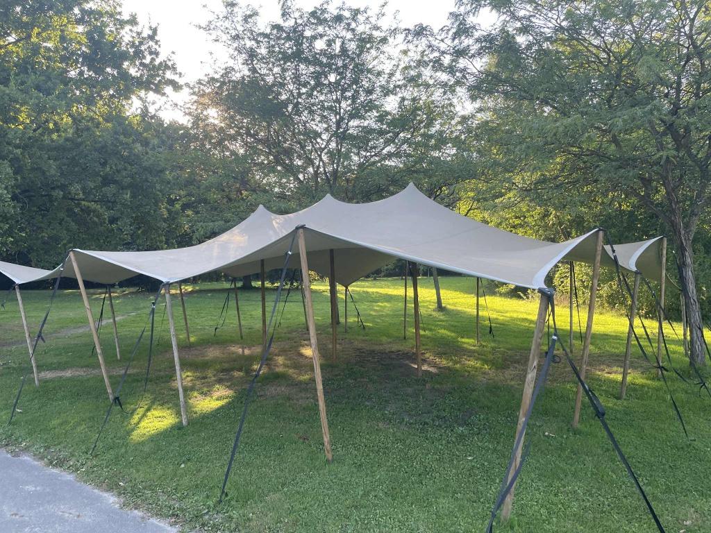 Stretchtent te huur — 10 x 12 m, Hobby en Vrije tijd, Feestartikelen | Verhuur, Ophalen of Verzenden