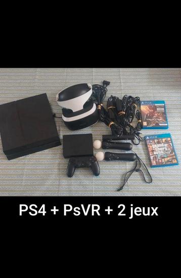 Console PS4 avec PlayStation VR et 2 jeux, Enlèvement ou Envoi, Comme neuf