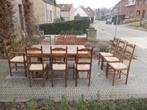 mooie eettafel in beuk met eiken afwerking en 10 stoelen, Huis en Inrichting, Tafels | Eettafels, Ophalen, 50 tot 100 cm, Vijf personen of meer