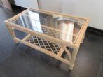 Zeer mooie salontafel lage tafel terras bambou rotan en glas, Antiek en Kunst, Ophalen