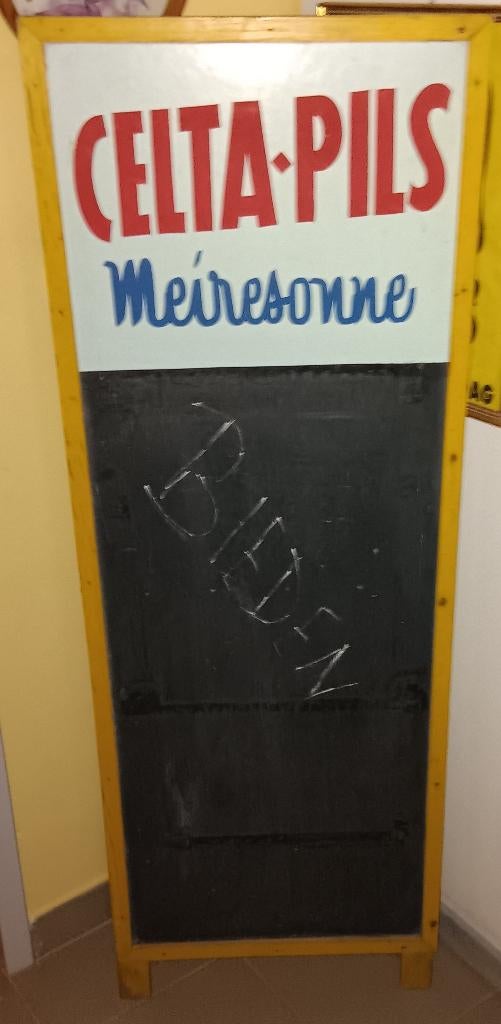 Meiresonne prachtig krijtbord 130 cm x 46 cm, Verzamelen, Biermerken, Ophalen, Zo goed als nieuw, Reclamebord, Plaat of Schild