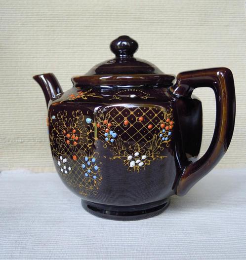 Vintage bruin geglazuurd aardewerk theepot, Antiek en Kunst, Antiek | Keramiek en Aardewerk, Ophalen of Verzenden