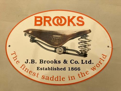 Brooks emaille plaat reclame fiets zadel  zgan, Verzamelen, Merken en Reclamevoorwerpen, Zo goed als nieuw, Ophalen of Verzenden