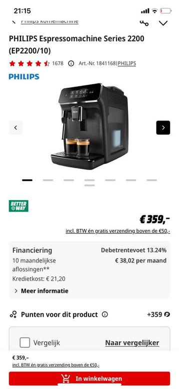 Koffiemachine philips NIEUW! Nieuwprijs €359 beschikbaar voor biedingen