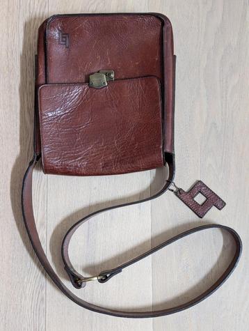 Lederen schoudertas heren, Ophalen of Verzenden, Gebruikt, Bruin, Leer