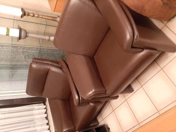 Leren salon, Huis en Inrichting, Fauteuils, Gebruikt, Ophalen