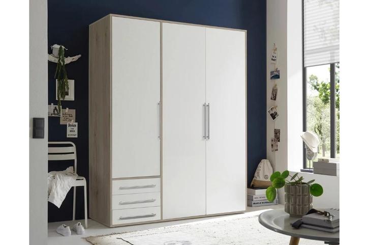 Grote kledingkast. Wit met antraciet of eiken, Huis en Inrichting, Kasten | Kleerkasten, Nieuw, 150 tot 200 cm, 150 tot 200 cm