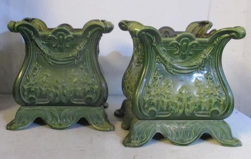 vases de jardin en fonte émaillée vert antique Godin, Antiquités & Art, Curiosités & Brocante, Enlèvement