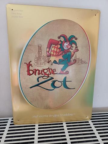 metalen paneel brugse zot 39 cm op 29 cm, Verzamelen, Biermerken, Ophalen of Verzenden, Gebruikt, Reclamebord, Plaat of Schild