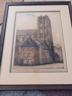 sint jacobskerk Antwerpen, gesigneerde ets van Jos van Hoof, Antiek en Kunst, Kunst | Etsen en Gravures, Ophalen of Verzenden