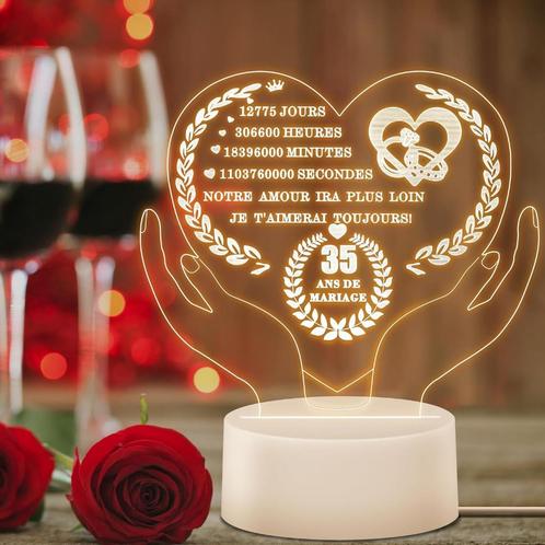 3D-nachtlampje 35 JAAR Cadeaulamp, Huis en Inrichting, Lampen | Tafellampen, Nieuw, Minder dan 50 cm, Kunststof, Ophalen of Verzenden