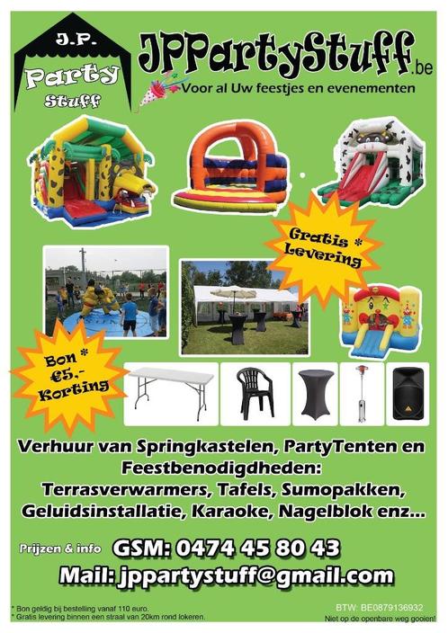 partytent en springkasteel te huur, Hobby en Vrije tijd, Feestartikelen | Verhuur, Gebruikt, Ophalen of Verzenden
