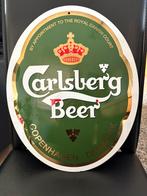 Emaille bord met bier van Carlsberg, Verzamelen, Biermerken, Ophalen of Verzenden, Gebruikt