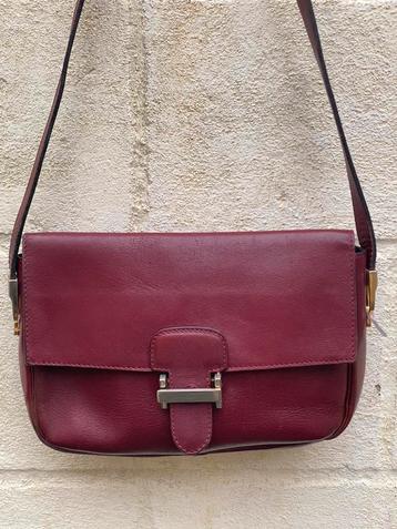 Vintage lederen schouder-en crossbody tasje burgundy  beschikbaar voor biedingen