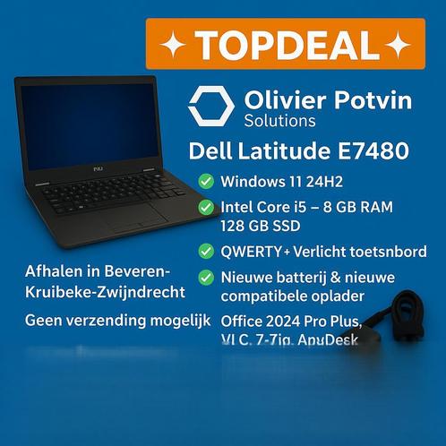 Dell Latitude E7480 core i5, Computers en Software, Windows Laptops, Refurbished, 14 inch, SSD, 2 tot 3 Ghz, 8 GB, Qwerty, Ophalen