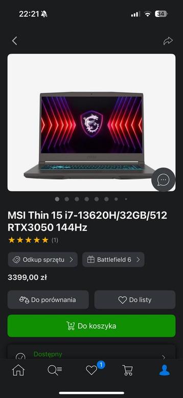 Msi Thin 15 i7-13260H 32 gb ram 512 ssd beschikbaar voor biedingen