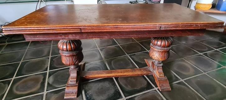 Franse eiken koffietafel met uittrekbladen, Antiek en Kunst, Antiek | Meubels | Tafels, Ophalen