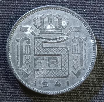 5 frank 1941 VL, type Rau, Leopold III beschikbaar voor biedingen