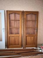 Dubbele massief houten deur te koop, Doe-het-zelf en Bouw, Deuren en Vliegenramen, Ophalen, 120 cm of meer, Binnendeur, Zo goed als nieuw