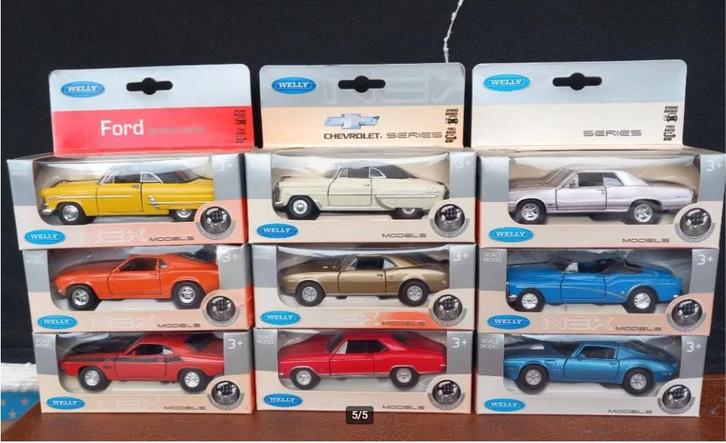 9 schaalmodellen ,American scale oldtimer cars.nieuw in doos, Hobby en Vrije tijd, Modelauto's | 1:43, Nieuw, Auto, Ophalen of Verzenden
