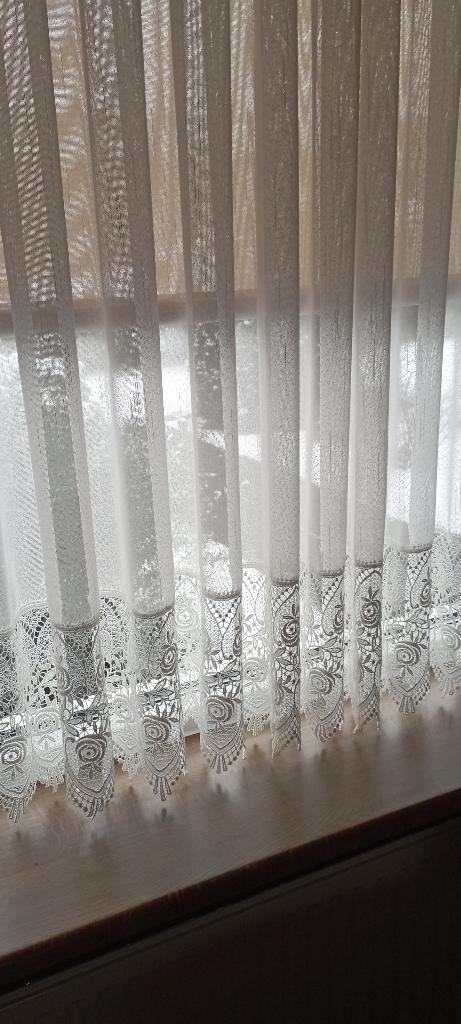 Vitrage met kant, Huis en Inrichting, Stoffering | Gordijnen en Lamellen, Gebruikt, 150 tot 200 cm, 100 tot 150 cm, Wit, Ophalen
