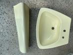 2 schitterend Pozzi lavabo’s (geel en blauw) met zuil, Doe-het-zelf en Bouw, Ophalen, Gebruikt