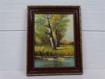 A5072 classic bomen schilderij langs het water van rosa beschikbaar voor biedingen