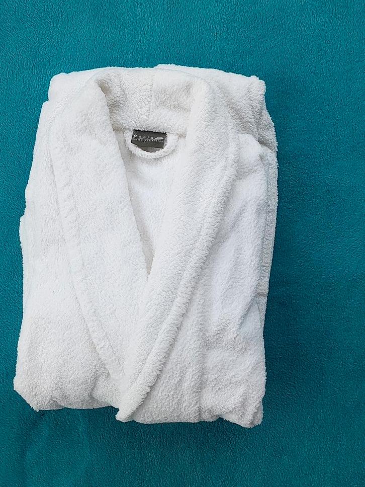 Badjas katoen unisex, Kleding | Dames, Homewear, Zo goed als nieuw, Maat 42/44 (L), Wit, Ophalen of Verzenden