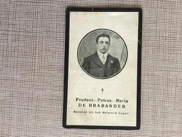 Soldat De Brabandere Maldegem tué à Wavre pendant la Premiè, Enlèvement ou Envoi, Image pieuse