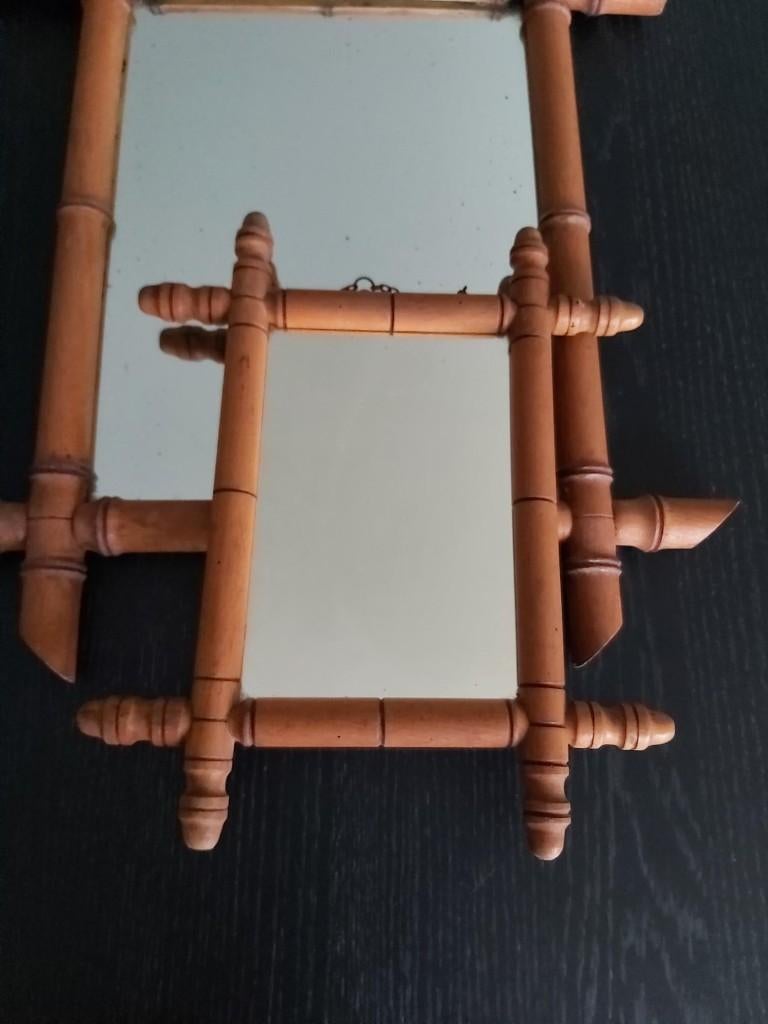 Leuke vintage faux bamboo spiegel- klein formaat !, Antiek en Kunst, Ophalen of Verzenden, Rechthoekig, Minder dan 50 cm, Minder dan 100 cm