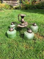 vintage luchter groen glas, Ophalen, Gebruikt, Vintage, Glas
