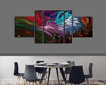 ... City Talk ... Prachtig Acryl 5 luik van Gia Hung beschikbaar voor biedingen