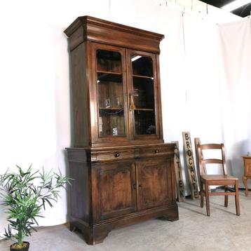 Hoge antieke Franse Louis Philippe Deux Corps vitrine H 2.30 beschikbaar voor biedingen