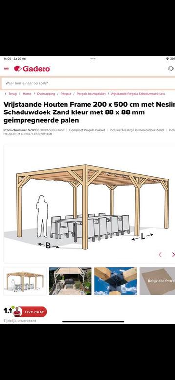 Houten pergola beschikbaar voor biedingen
