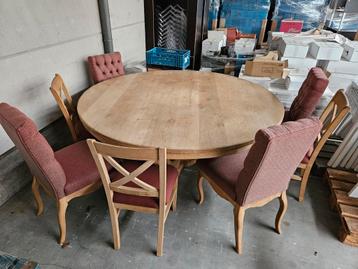 Massief eiken tafel 200cm met 8 stoelen, Enlèvement, Comme neuf