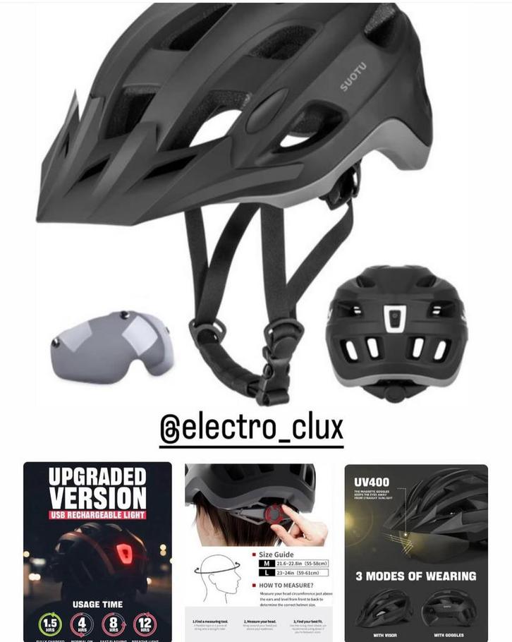 Fietshelm Led-Verlichting / Afneembare Vizier / Oplaadbaar, Fietsen en Brommers, Fietsaccessoires | Fietshelmen, Nieuw, S, Ophalen of Verzenden