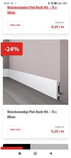 Waterbestendige plinten wit 80mm hoog en 2m lang, Doe-het-zelf en Bouw, Ophalen, Overige materialen, Nieuw, 200 tot 250 cm