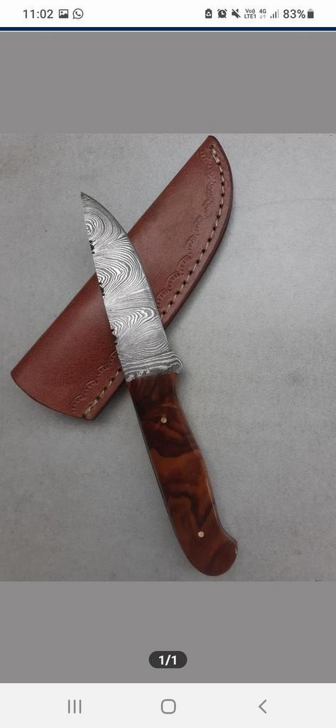 Couteau de Damas, Caravanes & Camping, Outils de camping, Comme neuf, Enlèvement ou Envoi