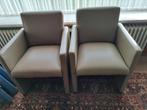 lederen stoeltjes op wielen en poef, Huis en Inrichting, Stoelen, Ophalen, Gebruikt, Leer