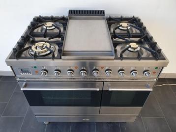 🍀 Luxe Fornuis Boretti 90 cm rvs 5 pits Frytop 2 ovens