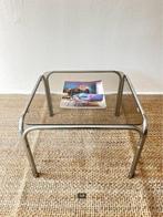 Space Age Bijzettafel - Rookglas - Bauhaus - Retro - Vintage, Ophalen, Gebruikt, Vierkant, Glas