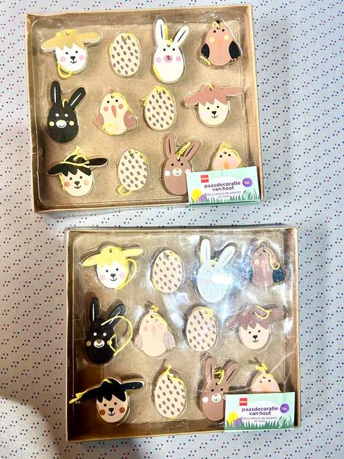 HEMA Paasdecoratie van Hout – 12 stuks, Hobby en Vrije tijd, Knutselen, Nieuw, Ophalen