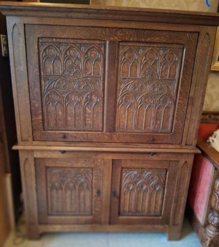 vol houten bar of home office kast, Antiek en Kunst, Antiek | Meubels | Kasten, Ophalen