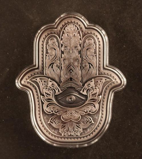 Zilveren hand van Hamsa 2 ounce in capsule, Antiek en Kunst, Antiek | Zilver en Goud, Zilver, Ophalen of Verzenden