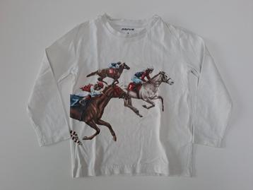 Mt 4j Witte T-shirt lange mouwen met renpaarden beschikbaar voor biedingen