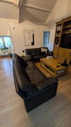 Zwart Jori lederen salon 2 zit en 3 zit, Huis en Inrichting, Ophalen, Gebruikt, Leer